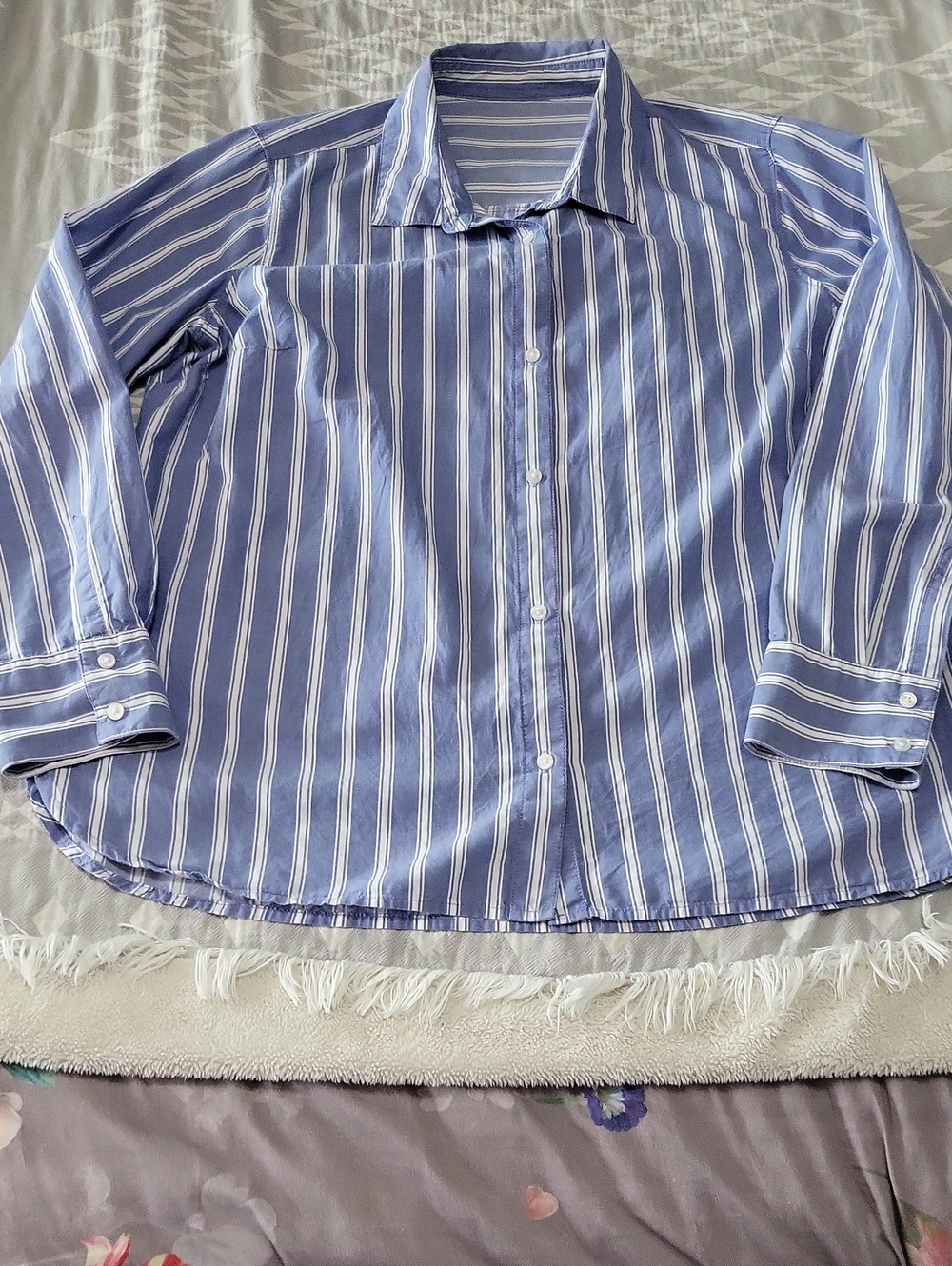 Blue Striped Button-Up Men's Shirt
